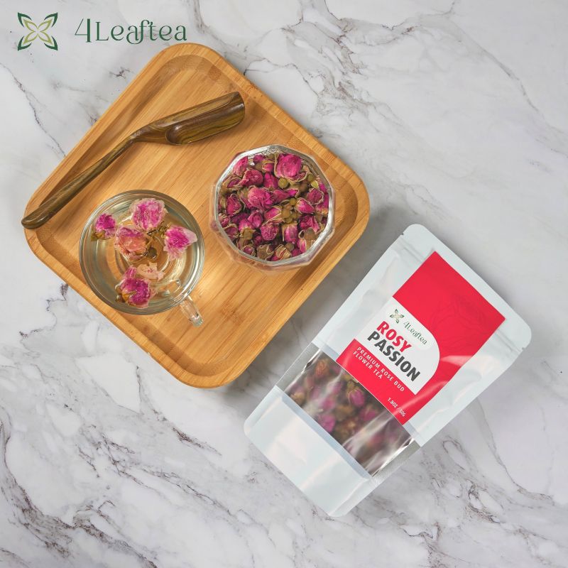 4Leaftea Rosy Passion Premium Purple Rose Bud Flower Tea