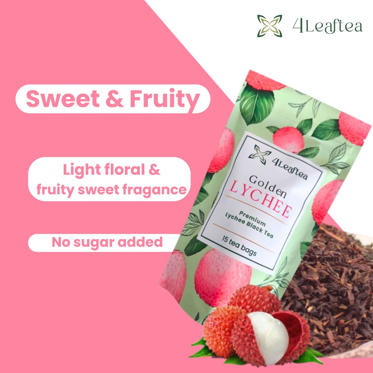 [TAWARAN PELANCARAN] 4Leaftea Golden Lychee – Premium Lychee Black Tea with Real Lychee Fruit