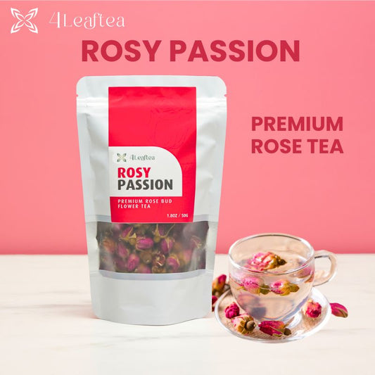 4Leaftea Rosy Passion Premium Purple Rose Bud Flower Tea