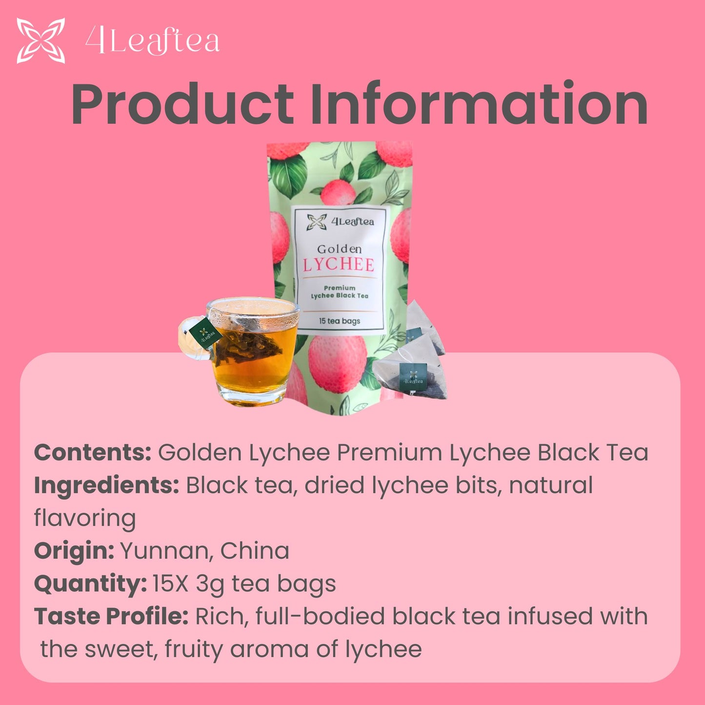 [TAWARAN PELANCARAN] 4Leaftea Golden Lychee – Premium Lychee Black Tea with Real Lychee Fruit