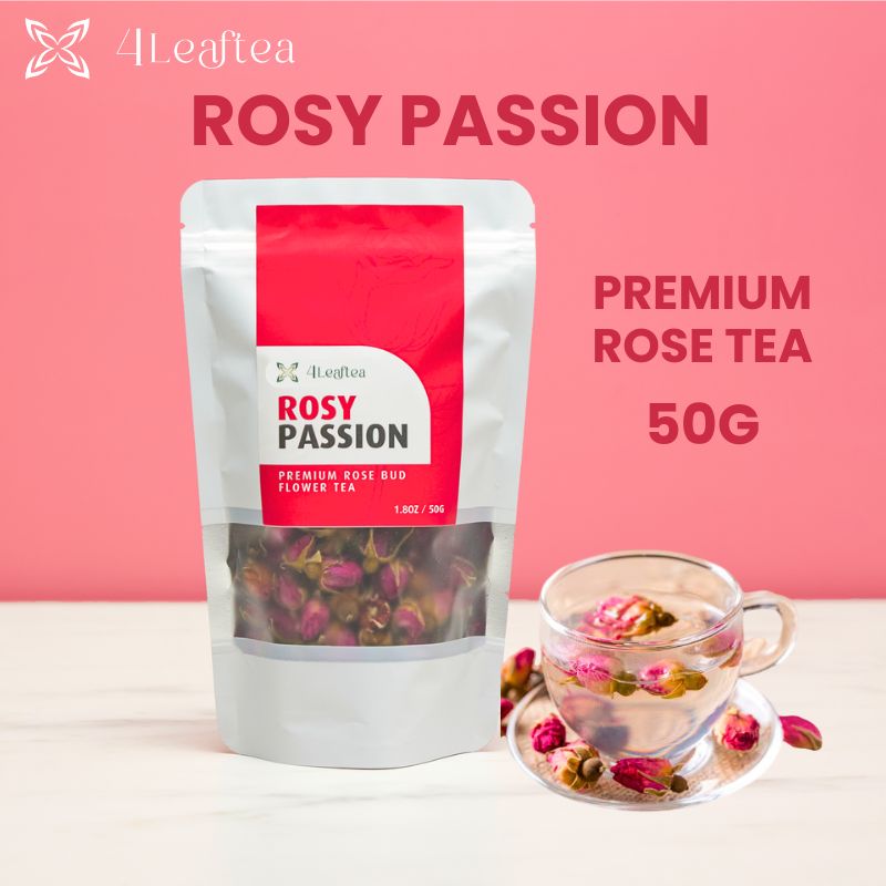 4Leaftea Rosy Passion Premium Purple Rose Bud Flower Tea