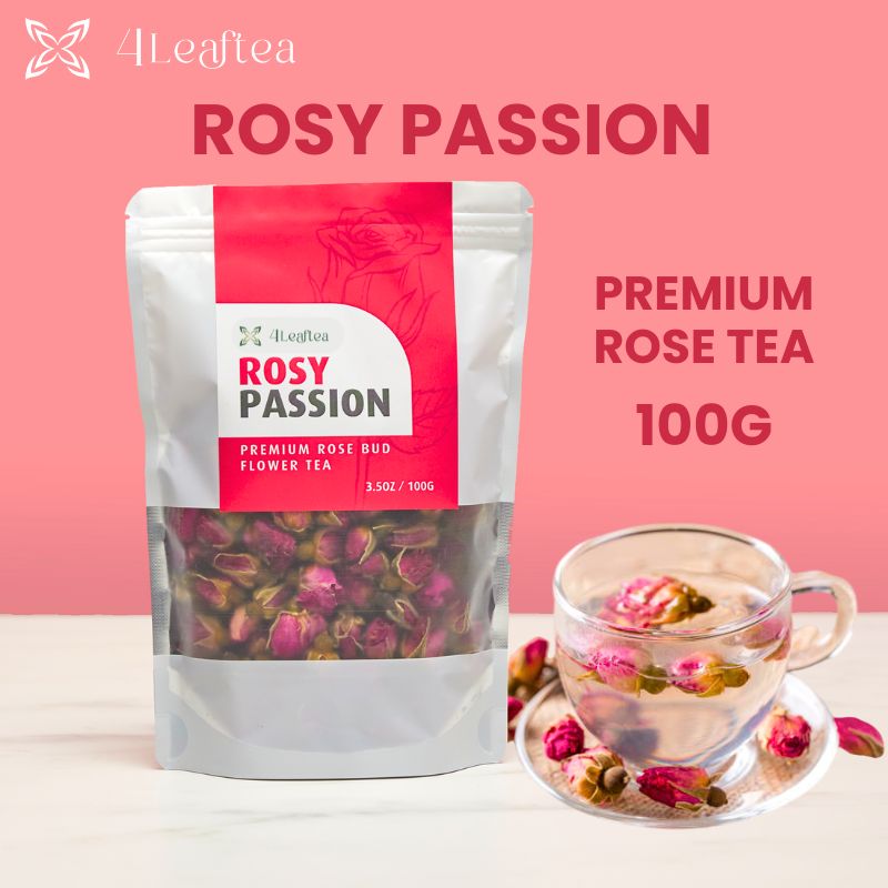 4Leaftea Rosy Passion Premium Purple Rose Bud Flower Tea